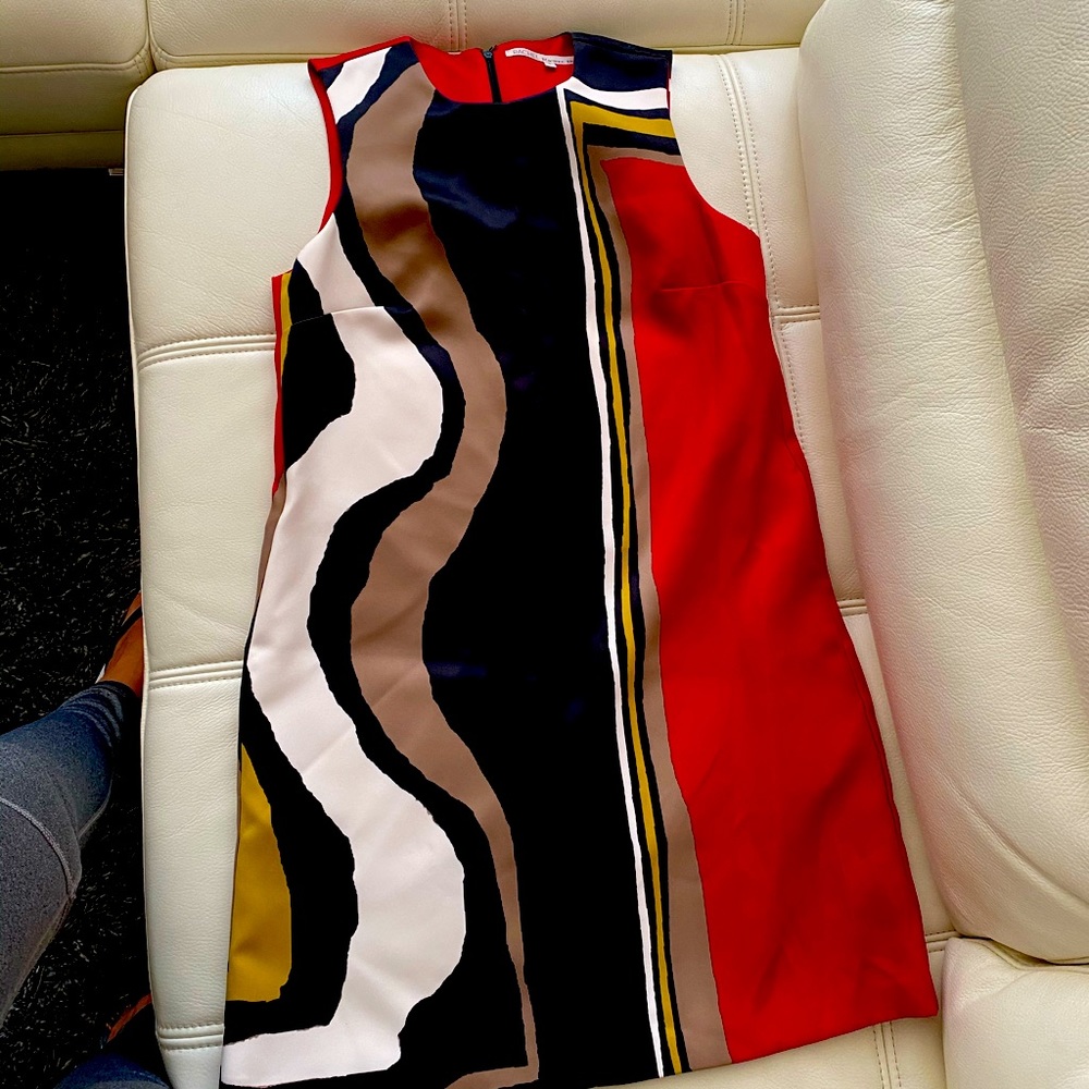 Rachel Roy mixed print dress with pockets.